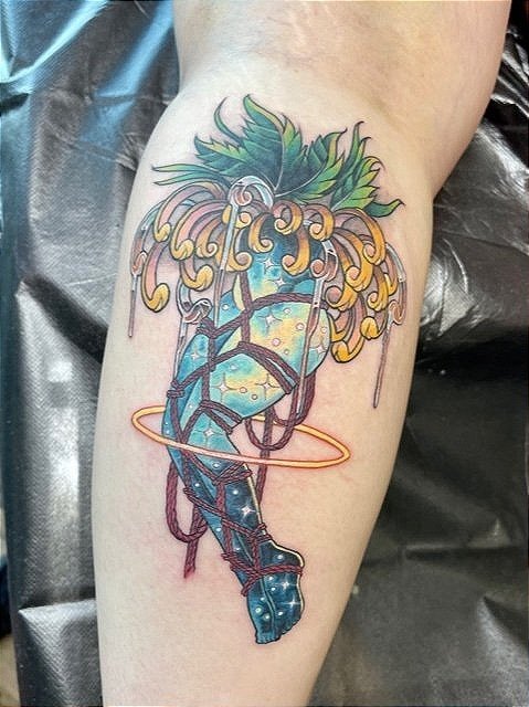 Shibari Legs and Chrysanthemum Tattoo
