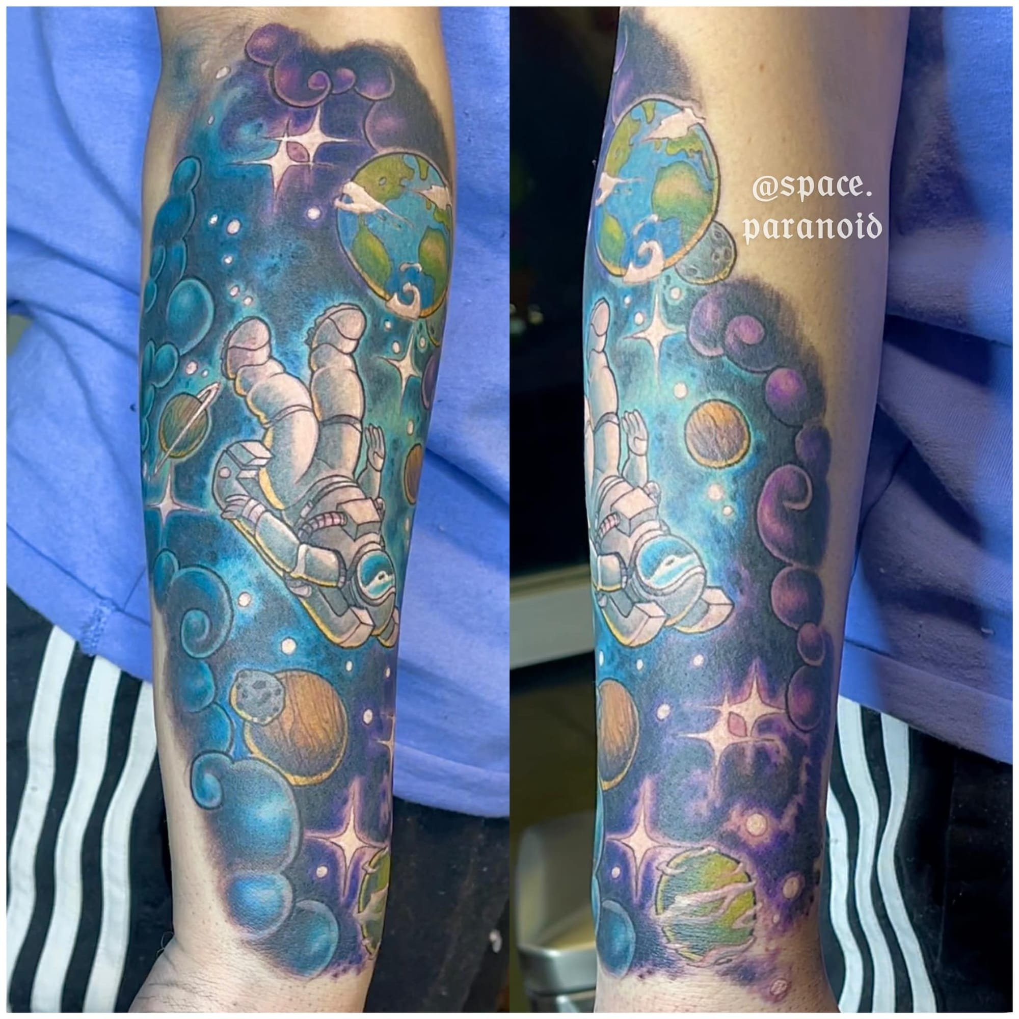Astronaut in Outer space tattoo