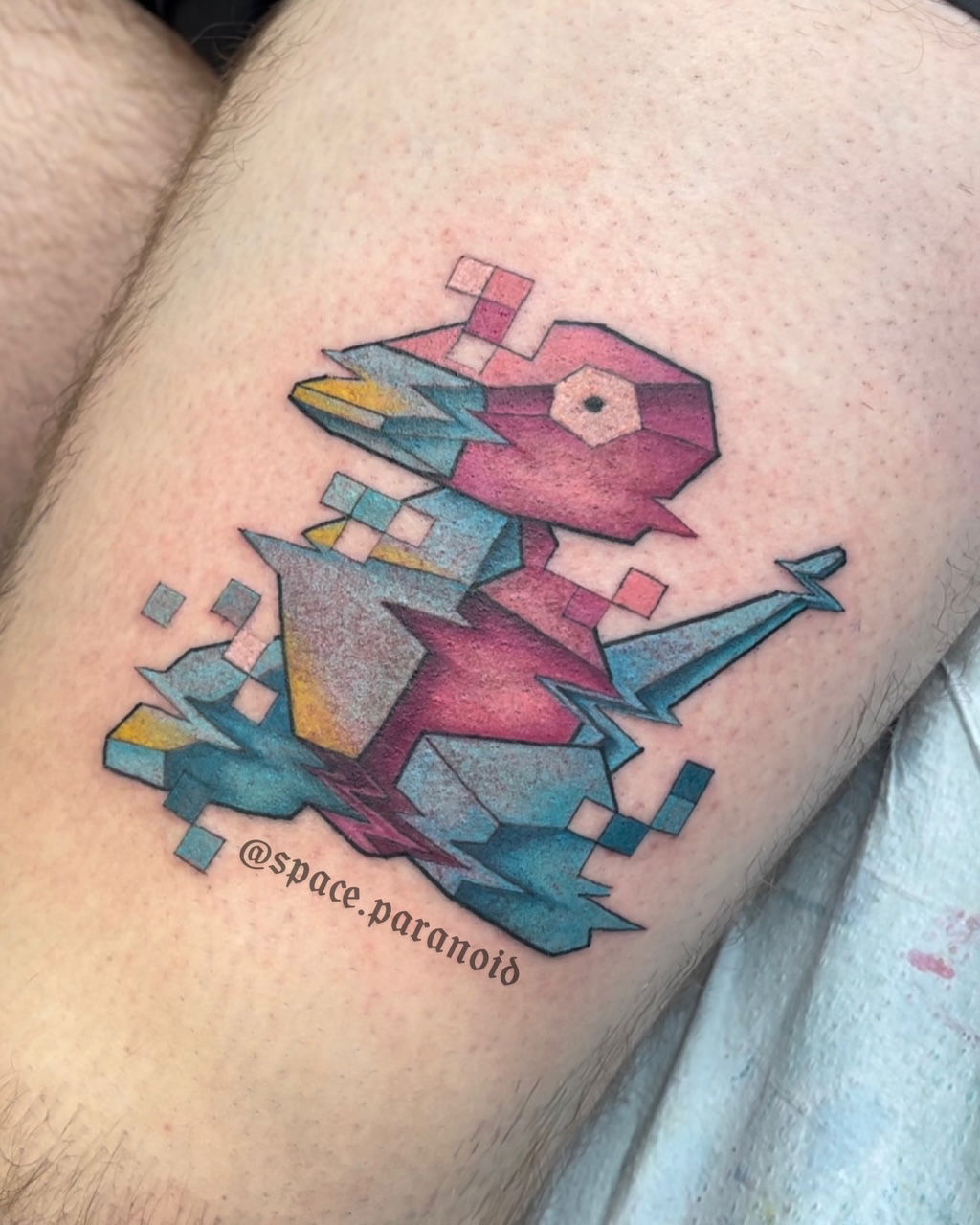 Glitch Style Porygon Tattoo The Art of B.Benjamin