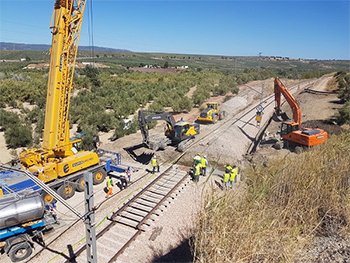 Avances en la ejecución de las obras de reparación del tramo Espeluy-Villafranca de Córdoba