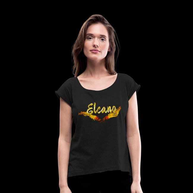 Frauen T-Shirt mit gerollten Ärmeln - Schriftzug mit Fackel