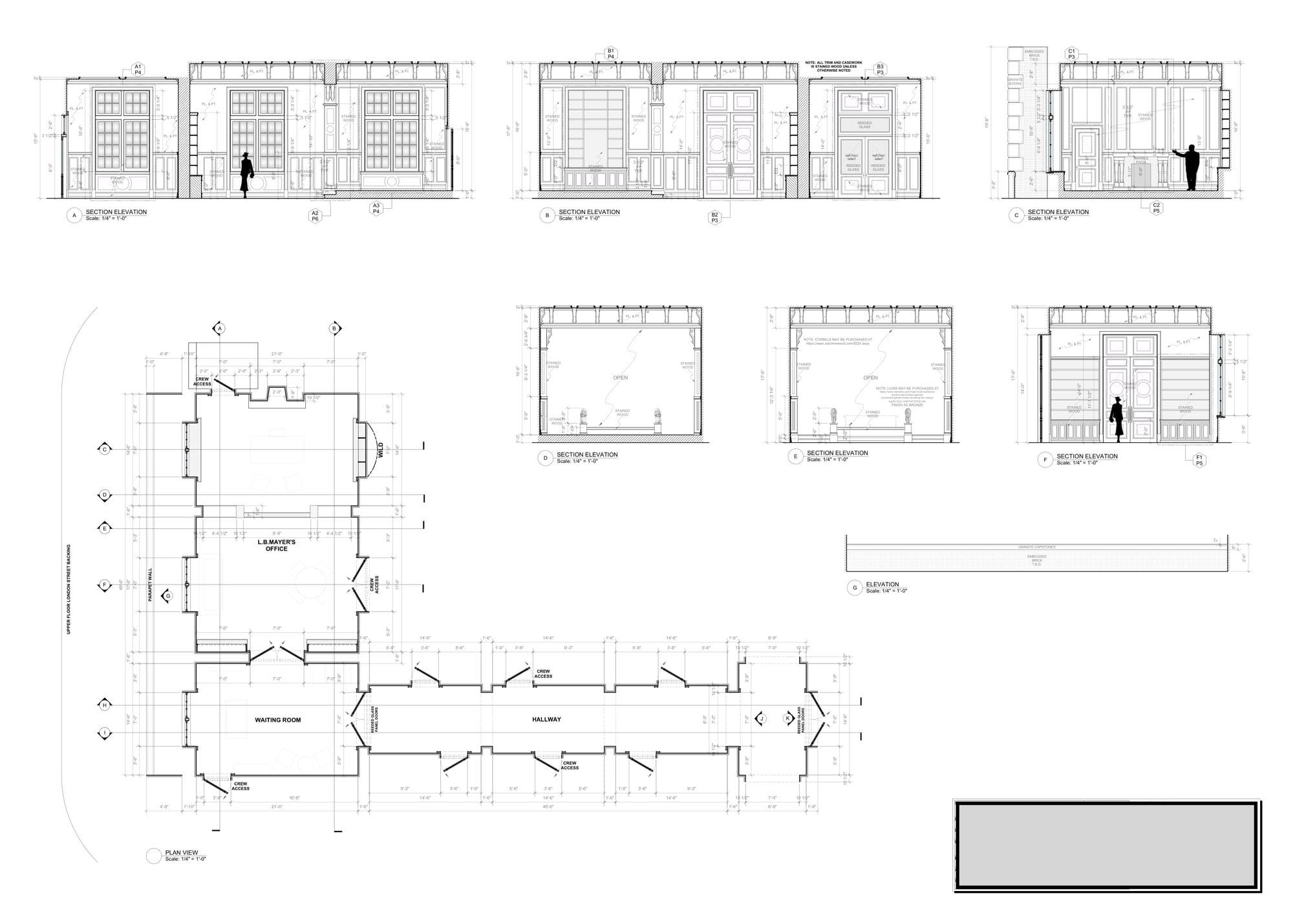 Radiant - interior LB Mayer's London office, plan and elevation plate