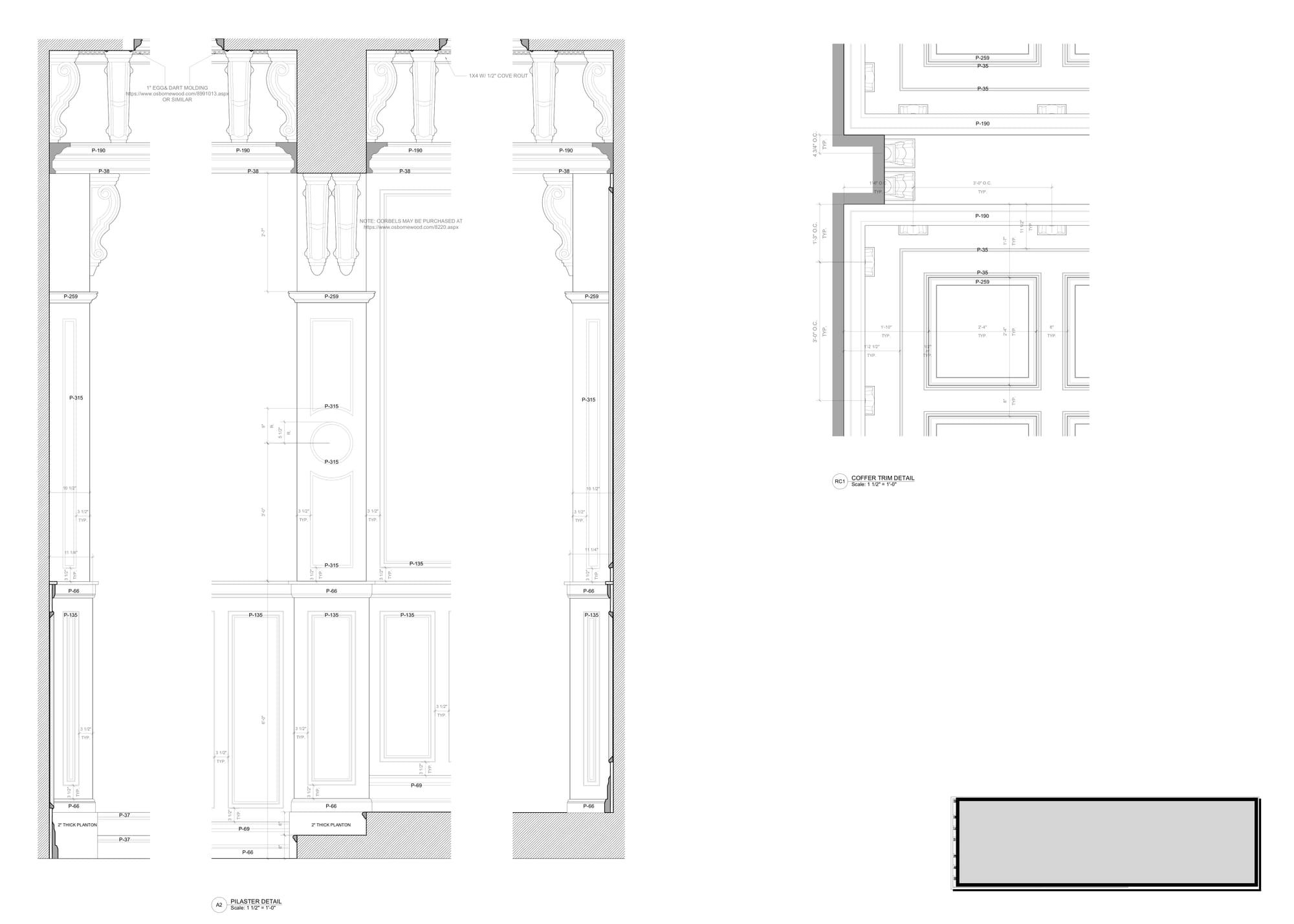 Radiant - interior LB Mayer's London office, pilaster and ceiling detail plate