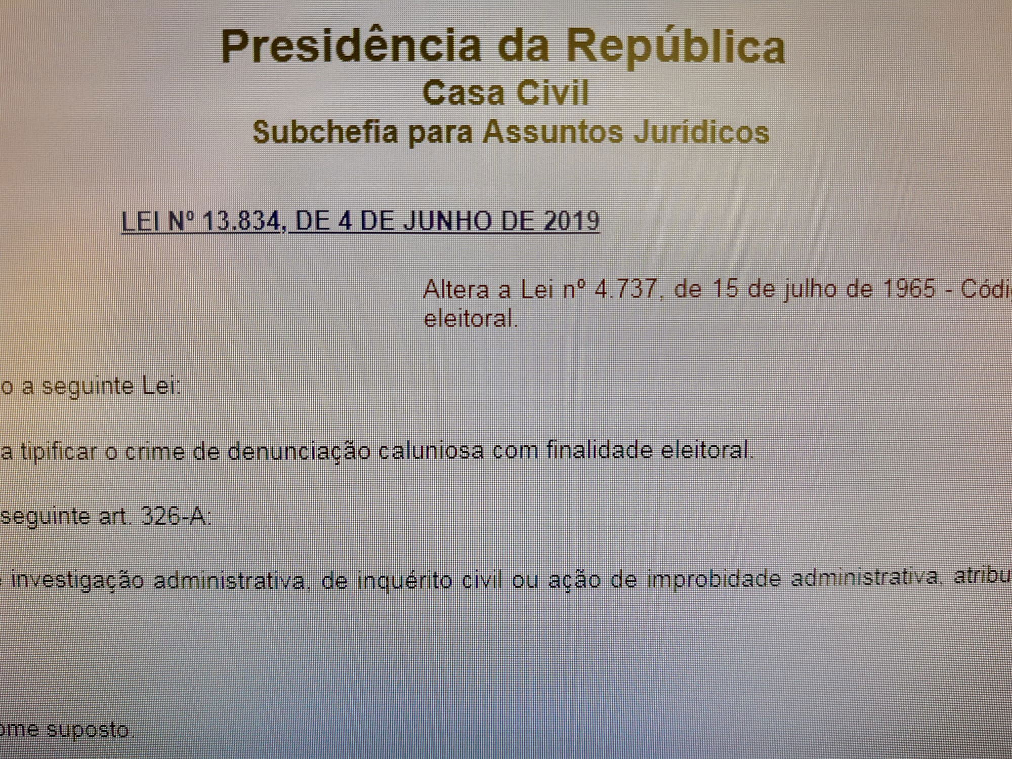 O novo crime eleitoral: denunciação caluniosa