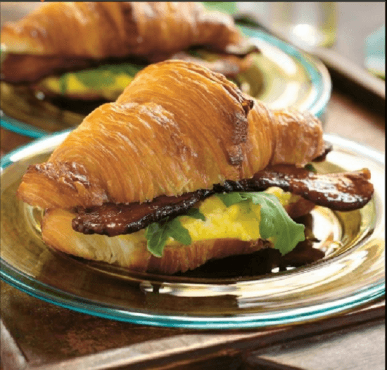 #24 Sweet roasted Bacon & Egg, Arugula, Cheddar Cheese on Croissant