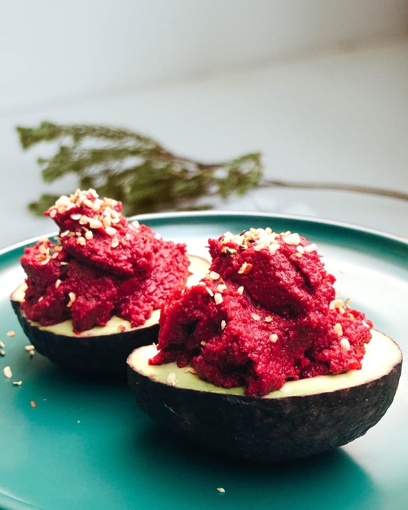 #14 Avocado Stuffed Homemade Roasted BEETS Hummus