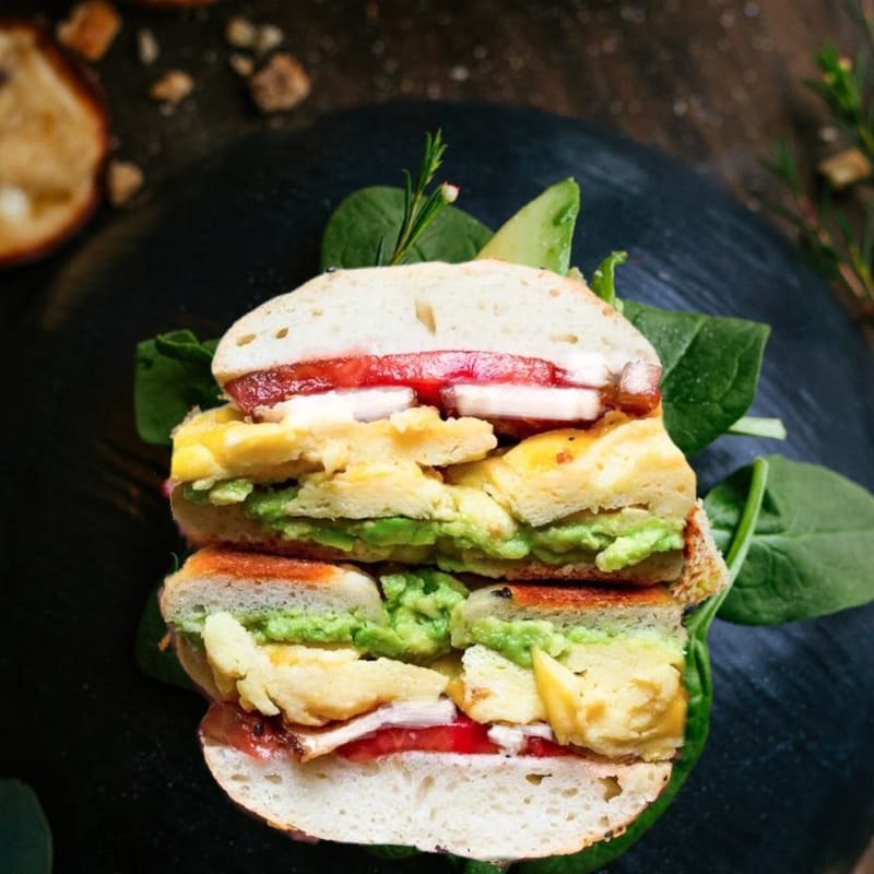#6-V Tofu Bacon & Vegan Egg, Avocado, Tomato, Vegan Chao cheese