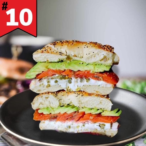 #10 Smoked Salmon & Avocado, Home-made Cream Cheese on Bagel