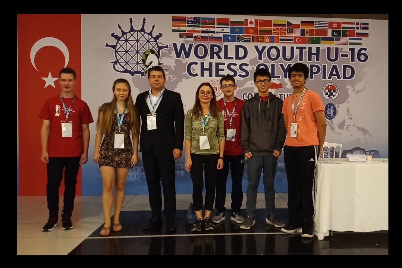 Team Canada with Coach GM Gergely Szabo at the 2019 World Youth U16
