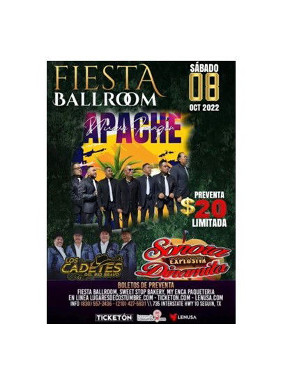 FIESTA BALLROOM PRESENTS: APACHE, LOS CADETES, & SONORA EXPLOSIVA DINAMITA