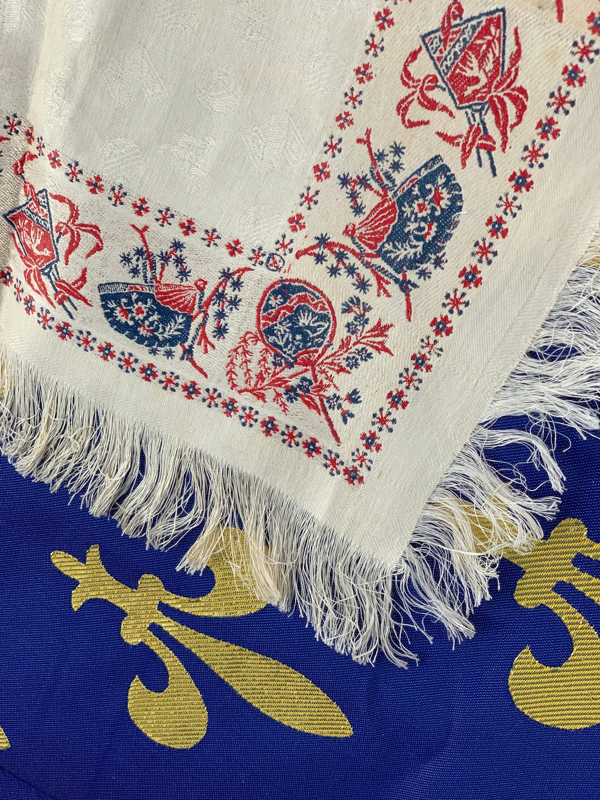 Nappe Antik’Etoffe – Fleurs De Lys Et Monogramme Sous Couronne – 105x110 Cm, Coton, XXème