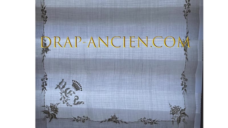 Drap Ancien N°211 En Chanvre Et Lin 200x219 Cm - Milieu, Petit Monogramme, Vintage