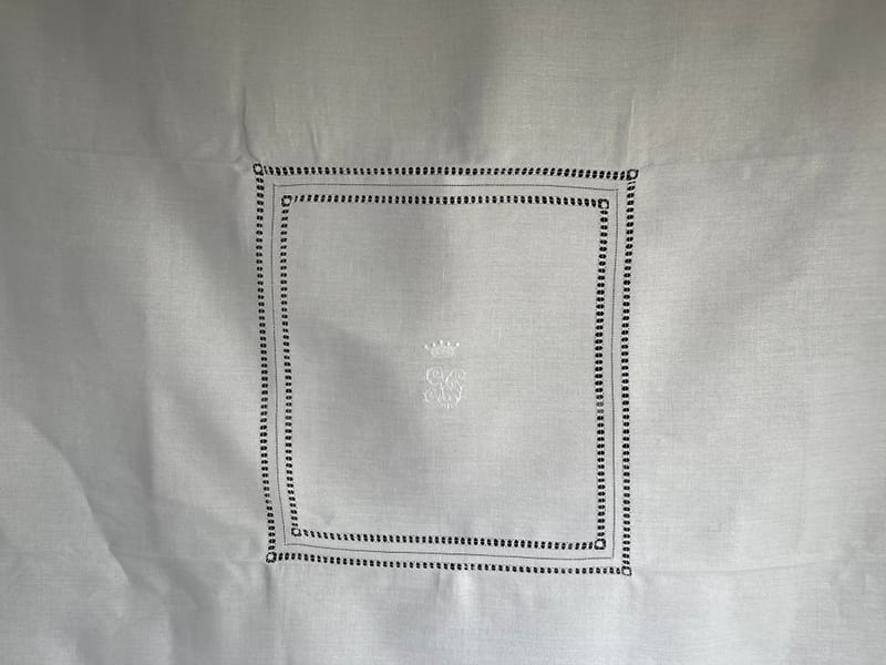 Drap ancien en lin monogramme ML - Linge de maison