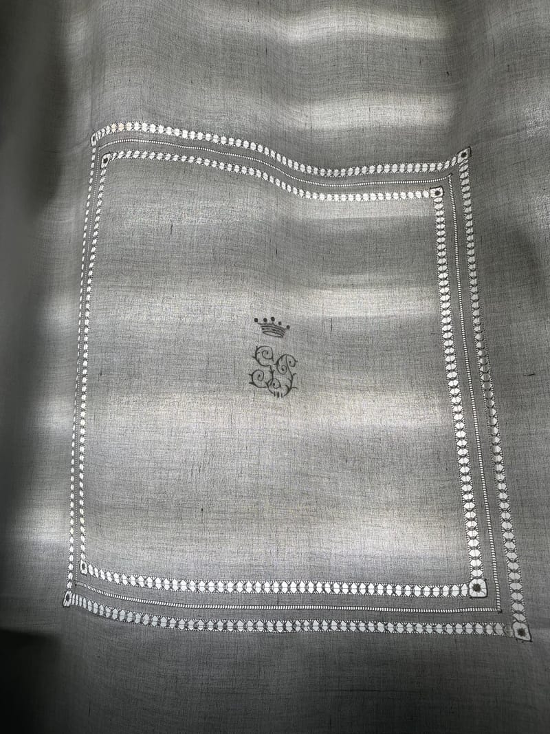 LINGE ANCIEN : drap + 2 taies - brodés main - années 50 - monogramme MB EUR 50,00 - FR