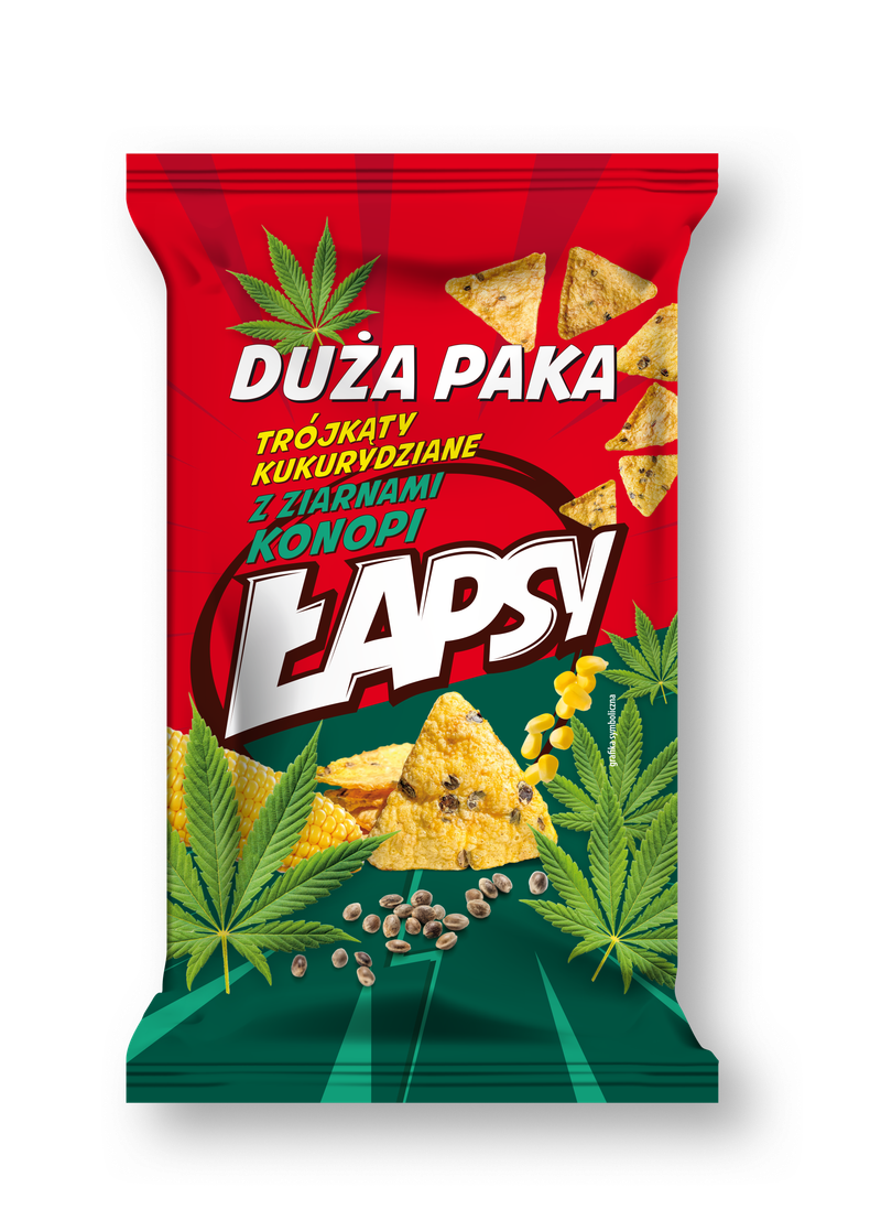 ŁAPSY trójkąty kukurydziane z ziarnami konopi