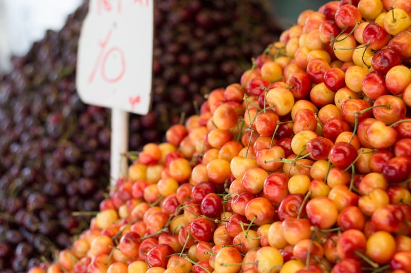 The cherry season in the Mahane Yehuda market.