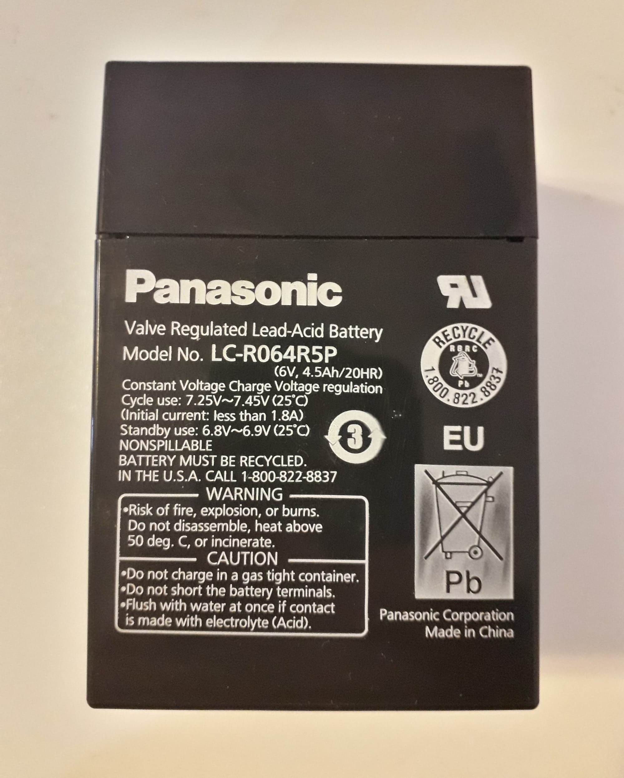 Panasonic 6V / 4.5 Ah (20Ah)