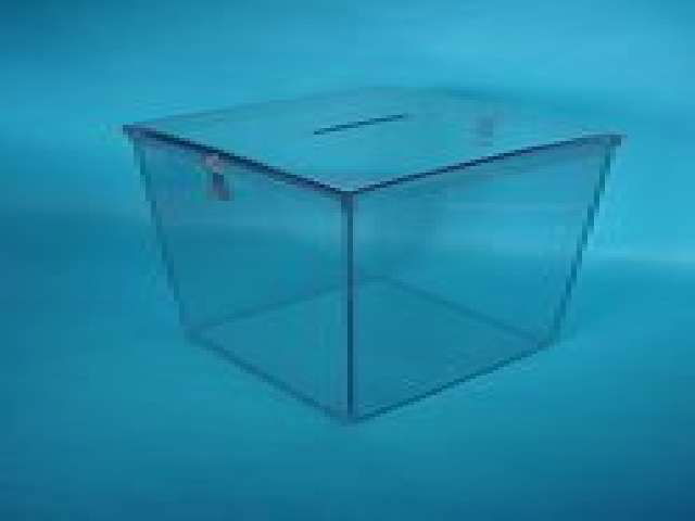 Custom Acrylic Ballot Box w/ Hinged Slot Lid and Clasp Lock