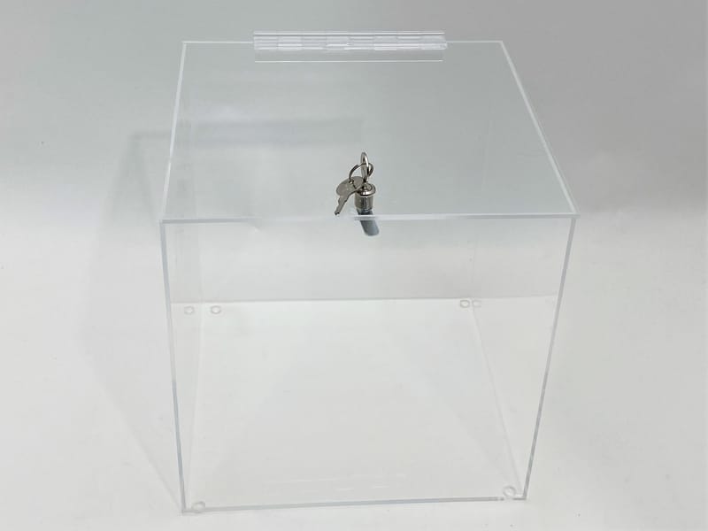 14" x 14" x 14" Clear Acrylic Box W/ Cam Lock Lid MuseumBoxes