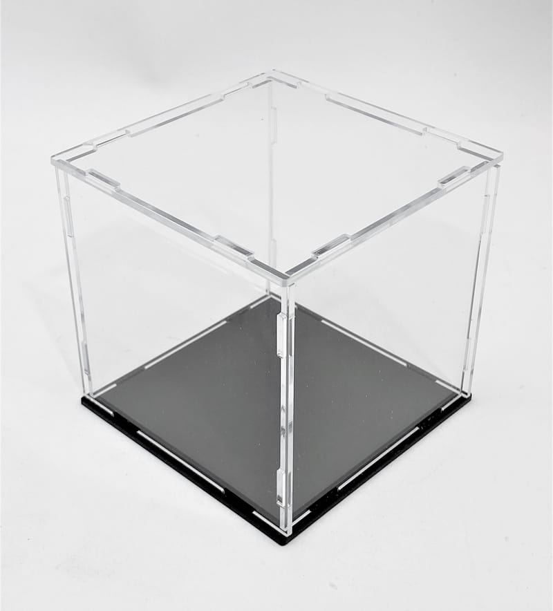 Collapsible Clear Acrylic Box W/ Black Acrylic Base - MuseumBoxes