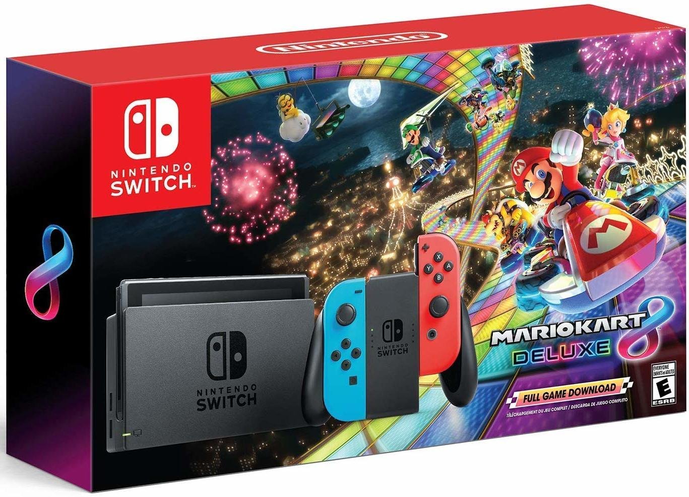 Consola Nintendo Switch + Mario Kart 8 Deluxe (Juego Descargable) - Neón Rojo/Azul