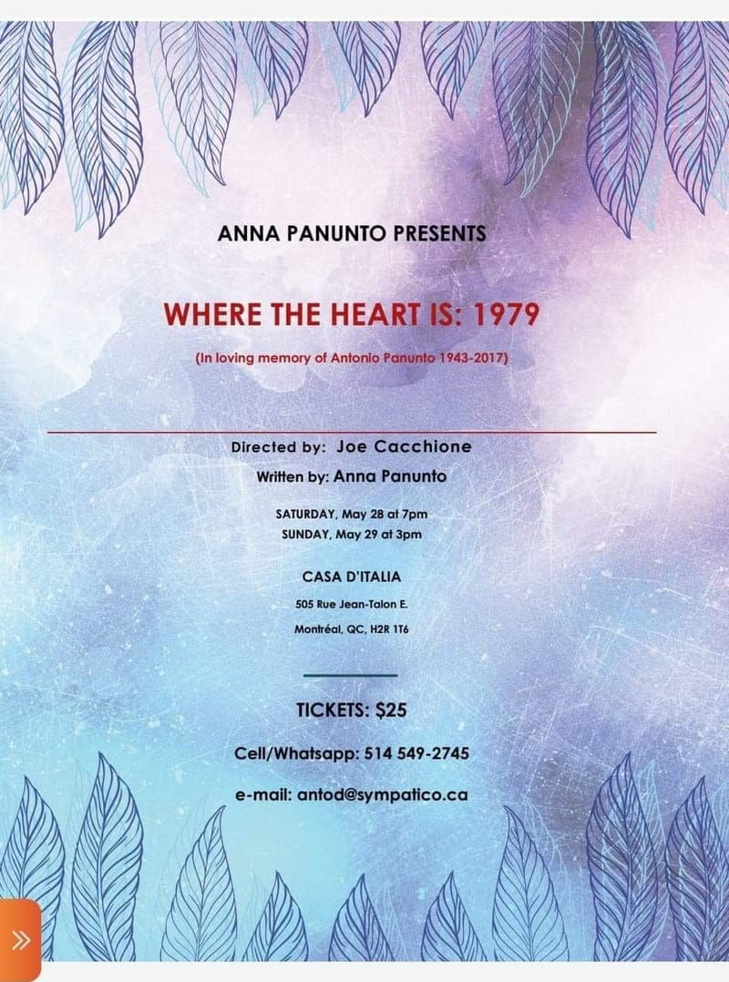 WHERE THE HEART IS : 1979. A play by Anna Panunto, directed by Joe Cacchione