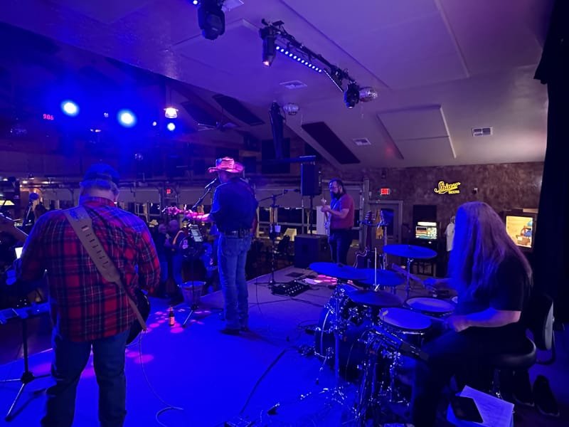 The Chuck Wimer Band provides support for Case Hardin at Bluebonnet Palace