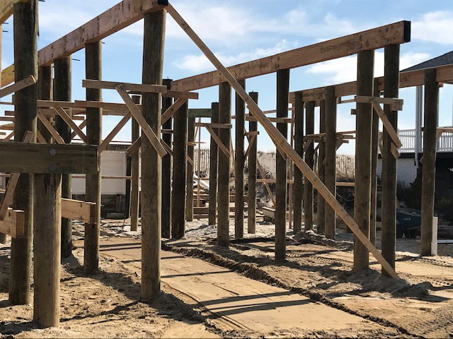 Pilings and Bands Installed on a Beach Front Property in The Dunes Section of LBT