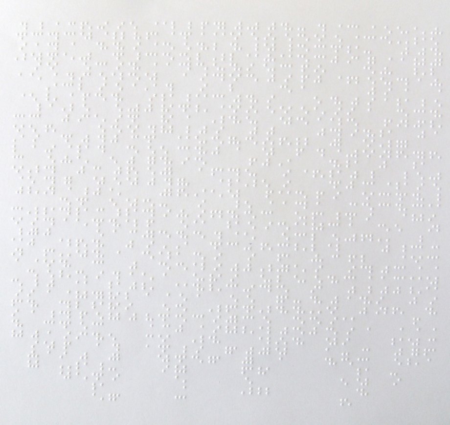 Whiteout (2009) Braille on paper.
