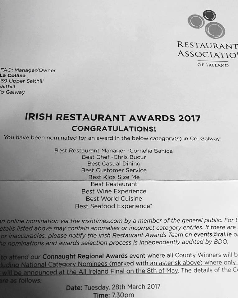 Best Irish Restaurant Awards 2017