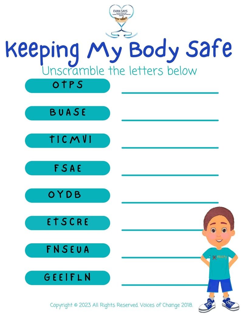 Keeping My Body Safe - Word Scramble
