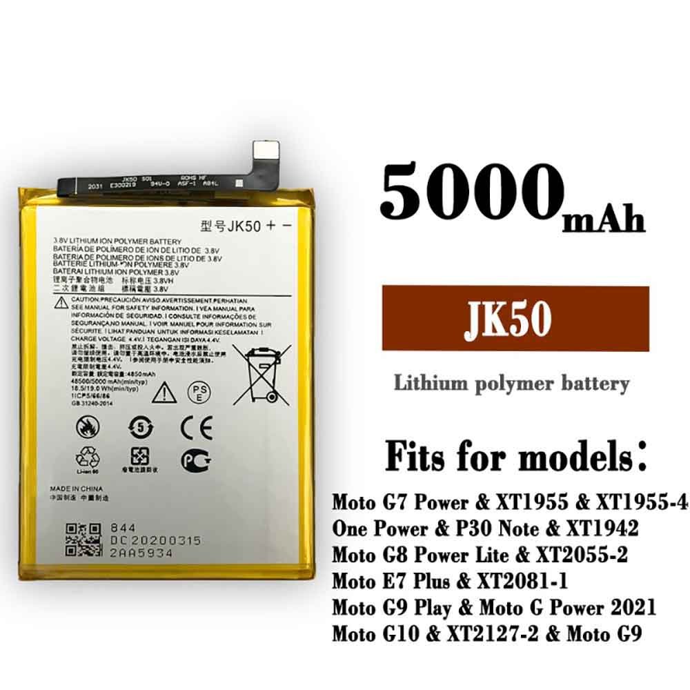 5000mAh Motorola JK50 Baterías para Celulares para Motorola Moto G7 Power