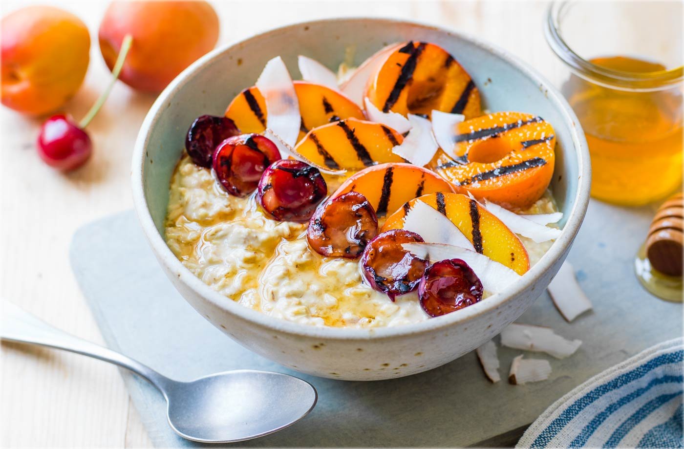 Griddled summer fruits with oats recipe