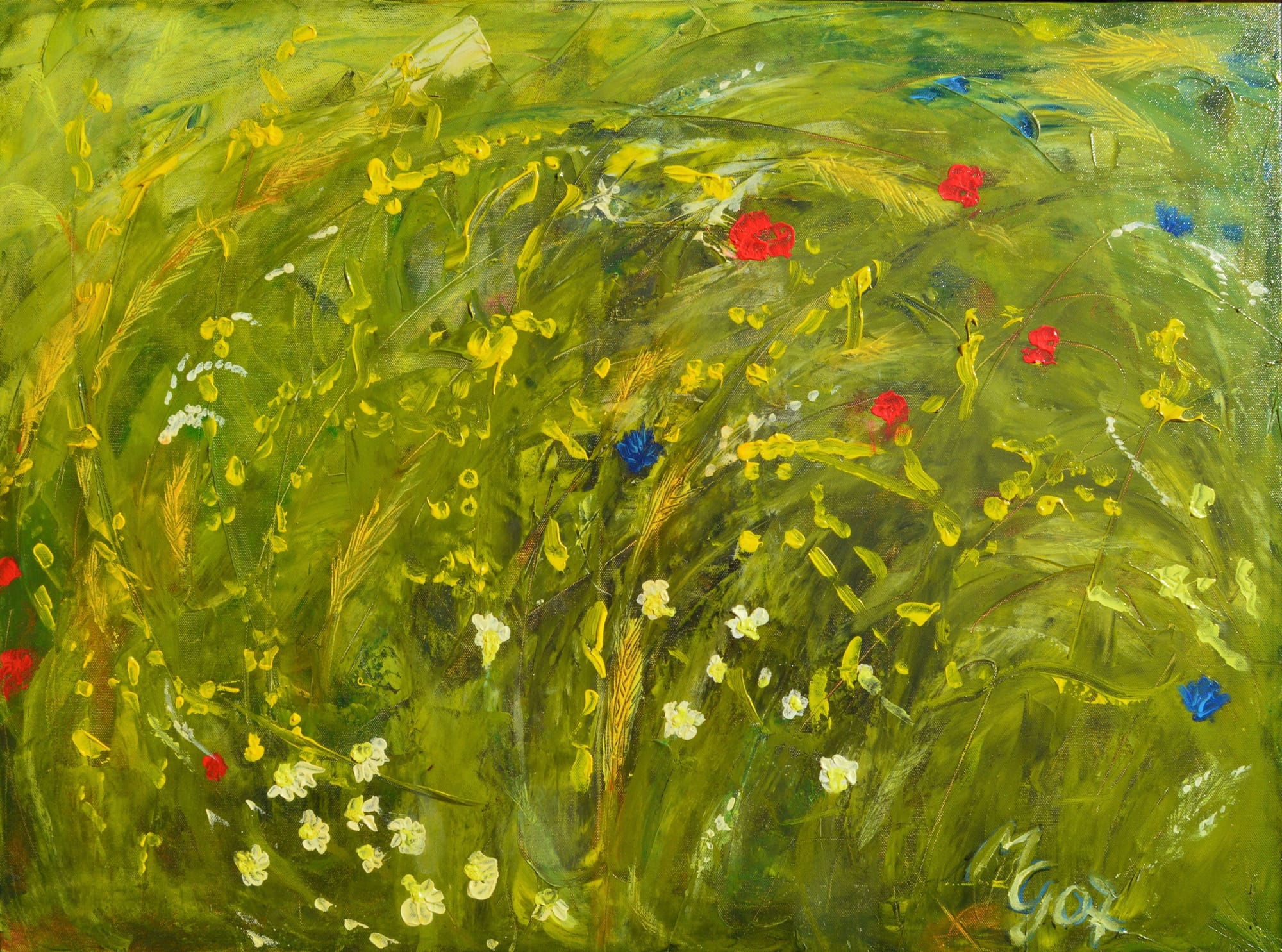 Frühlingswiese in der Prignitz, 60 x 80 cm - Acryl auf Leinwand, (2007)