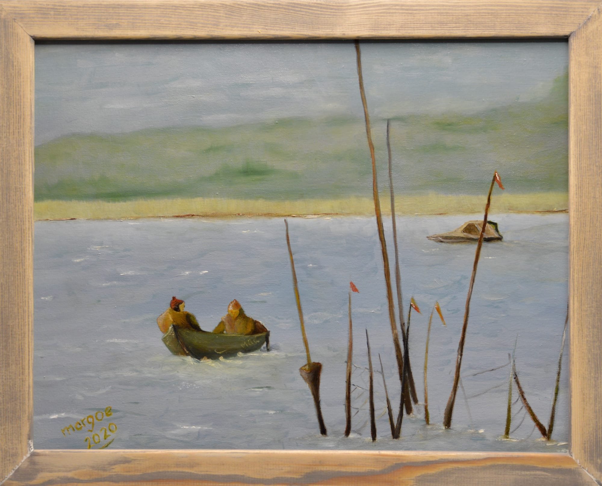 Müritzfischer am Kölpinsee, Öl auf Leinwand (40x50)