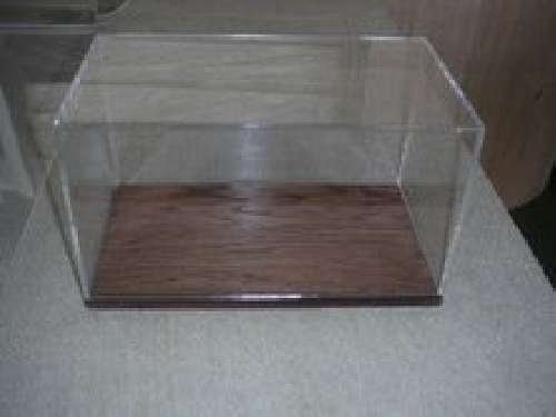 Acrylic display box with wooden base