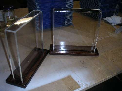 Acrylic box with wooden base