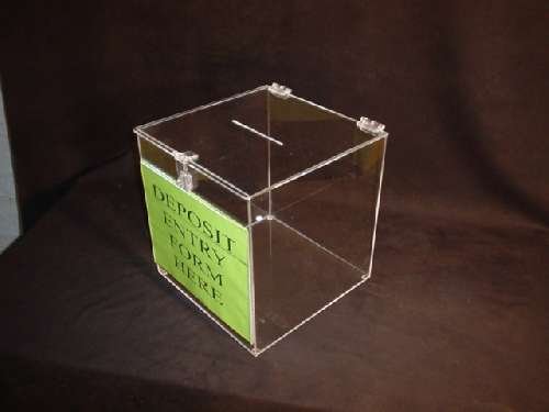 Plexiglass box with a sign holder