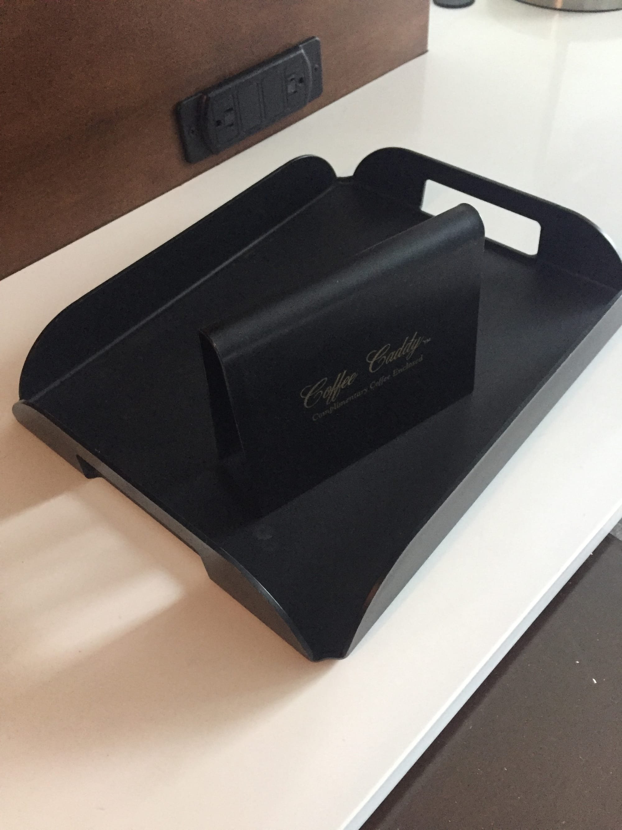 Matte Black Acrylic Tray With Handles and Matching Tag