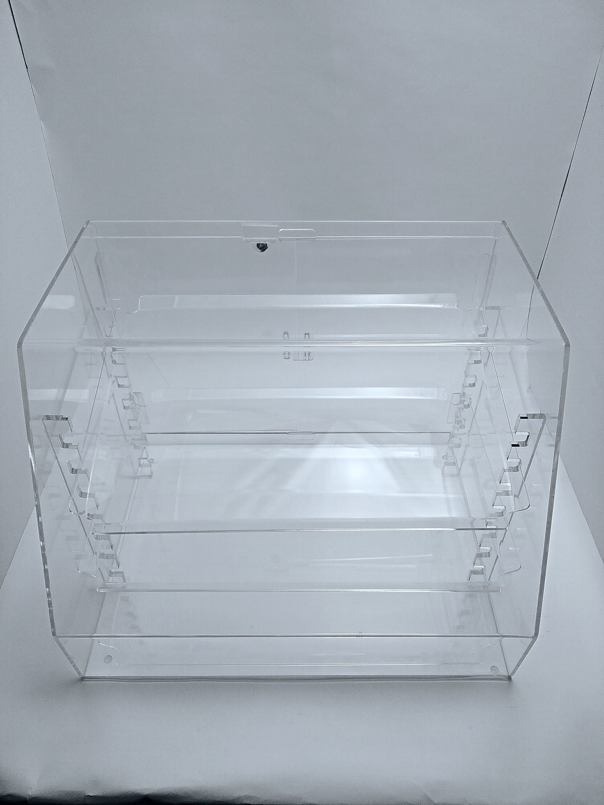 Clear Acrylic Pastry Display Case With Magnetic Clasp and Shelves