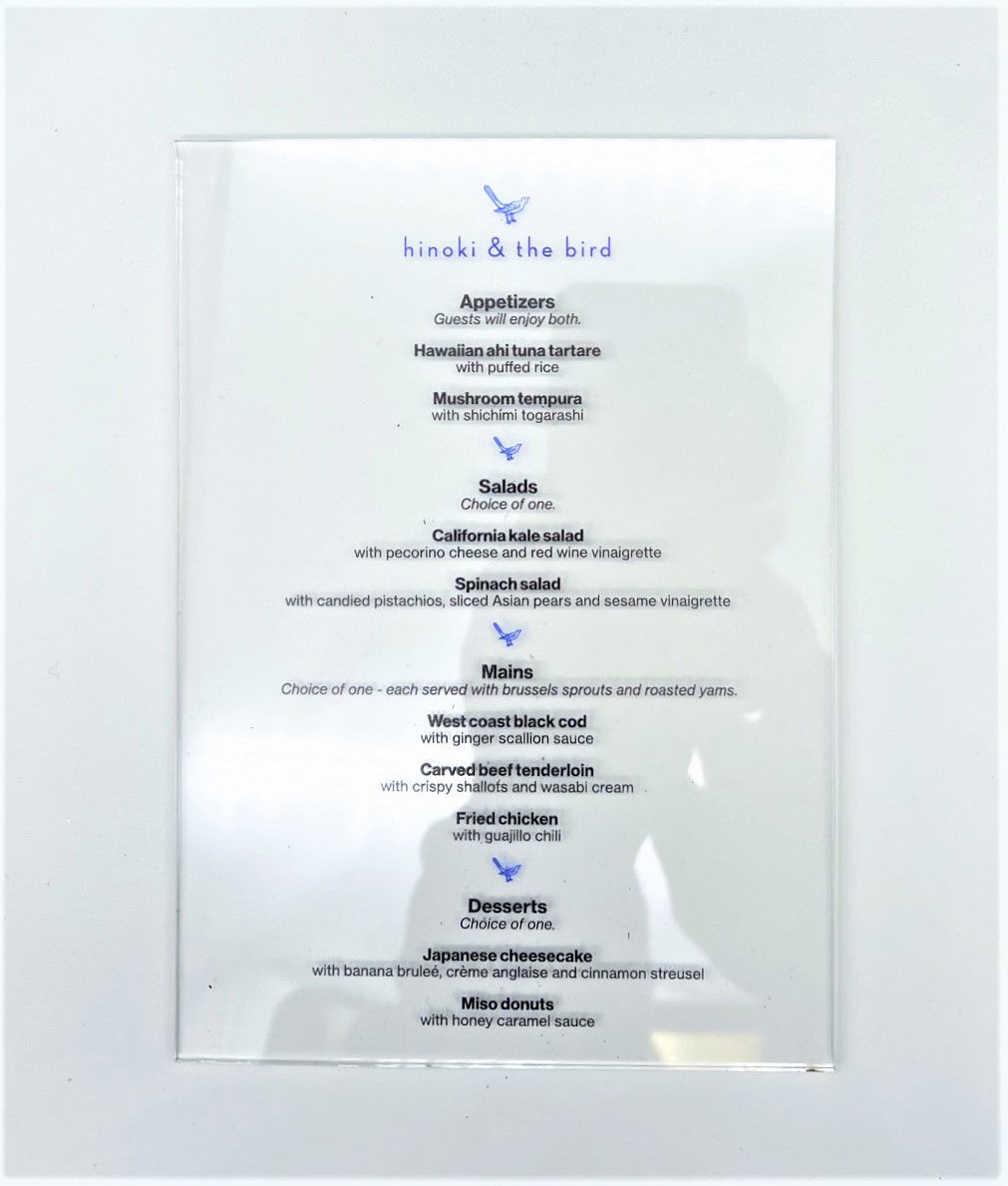 Custom Clear Acrylic UV Printed Menu