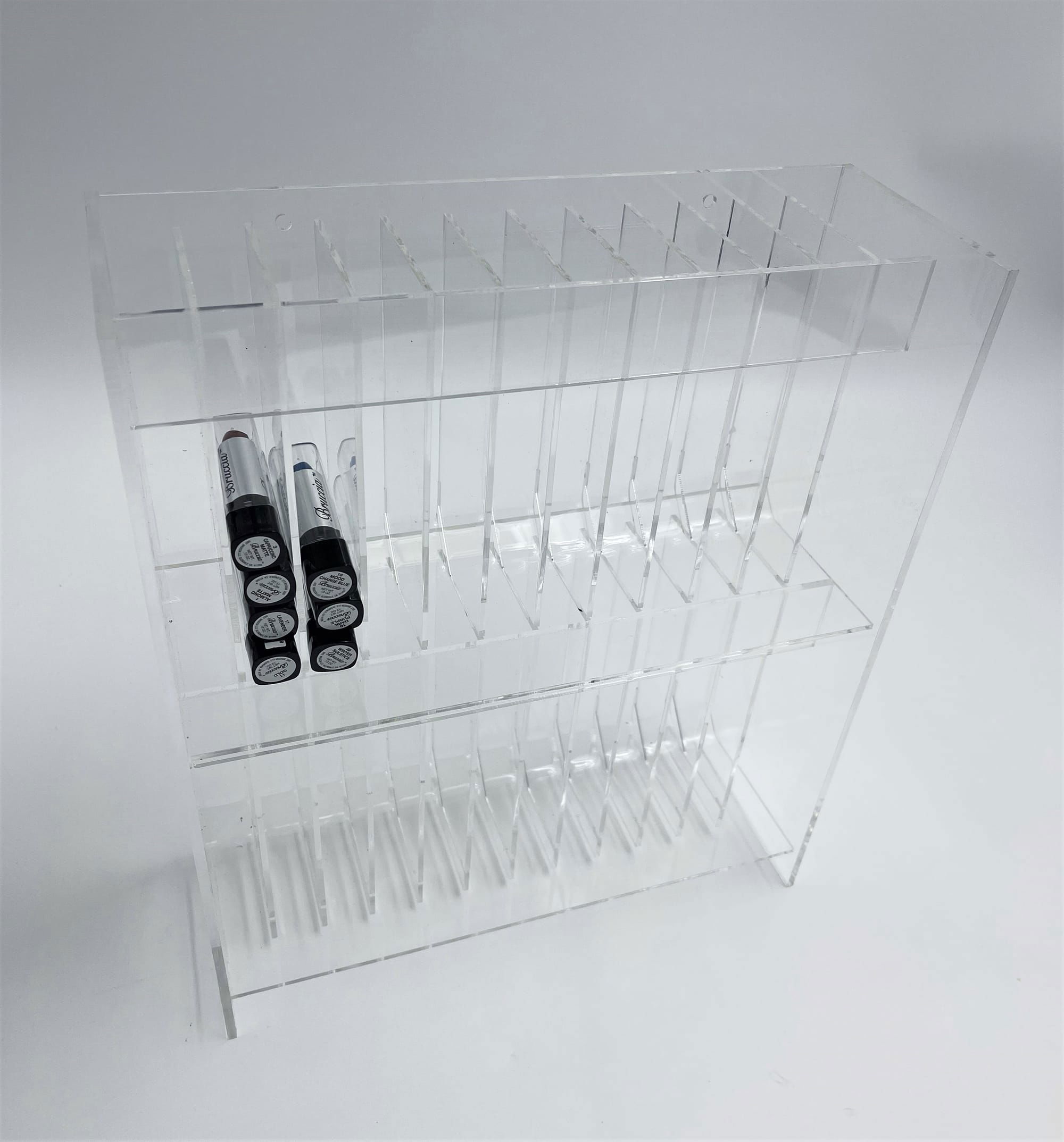 Custom Wall Mountable Clear Acrylic Cosmetic Holder W/ Multiple Product Slots