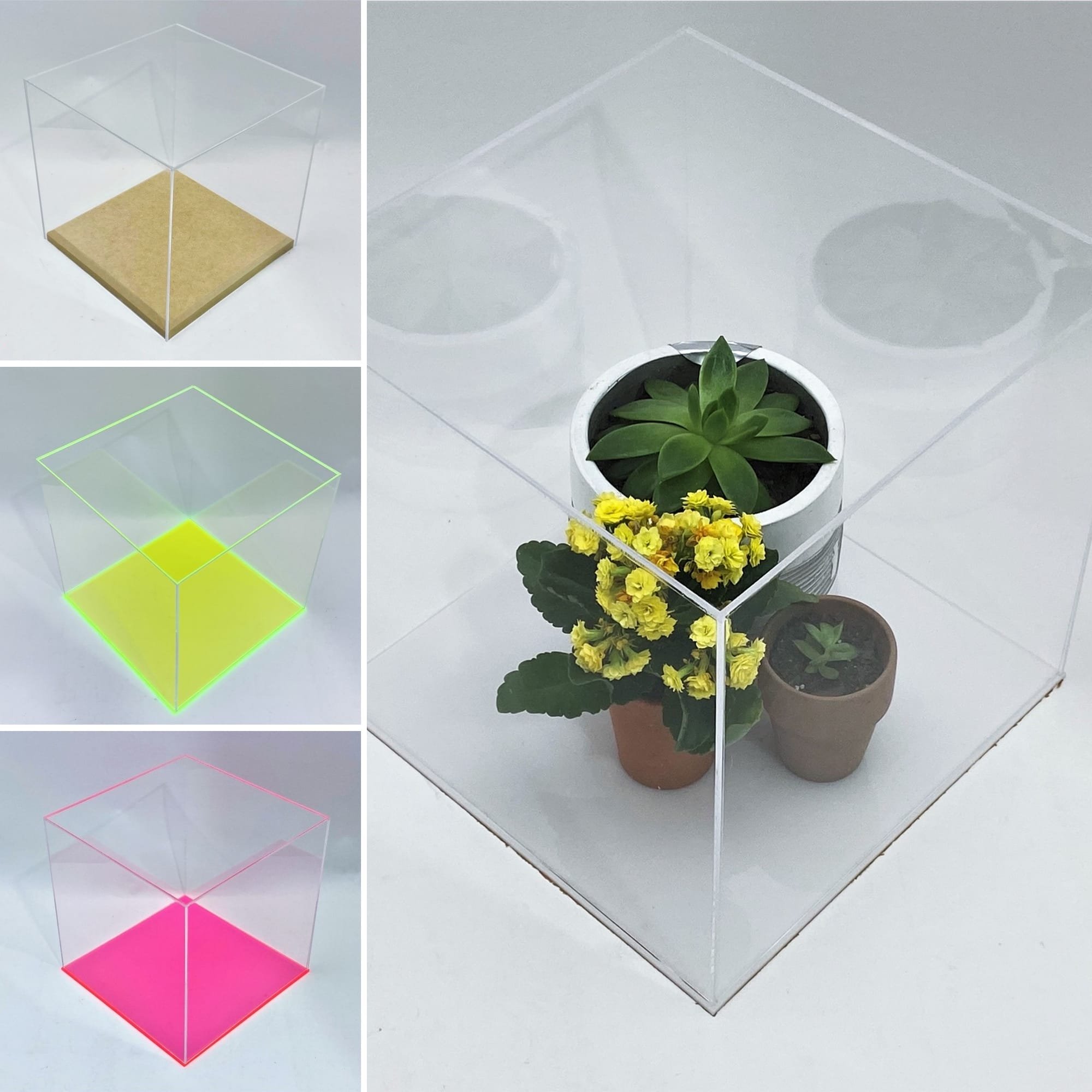 Clear Acrylic Five-Sided Box w/ Bases