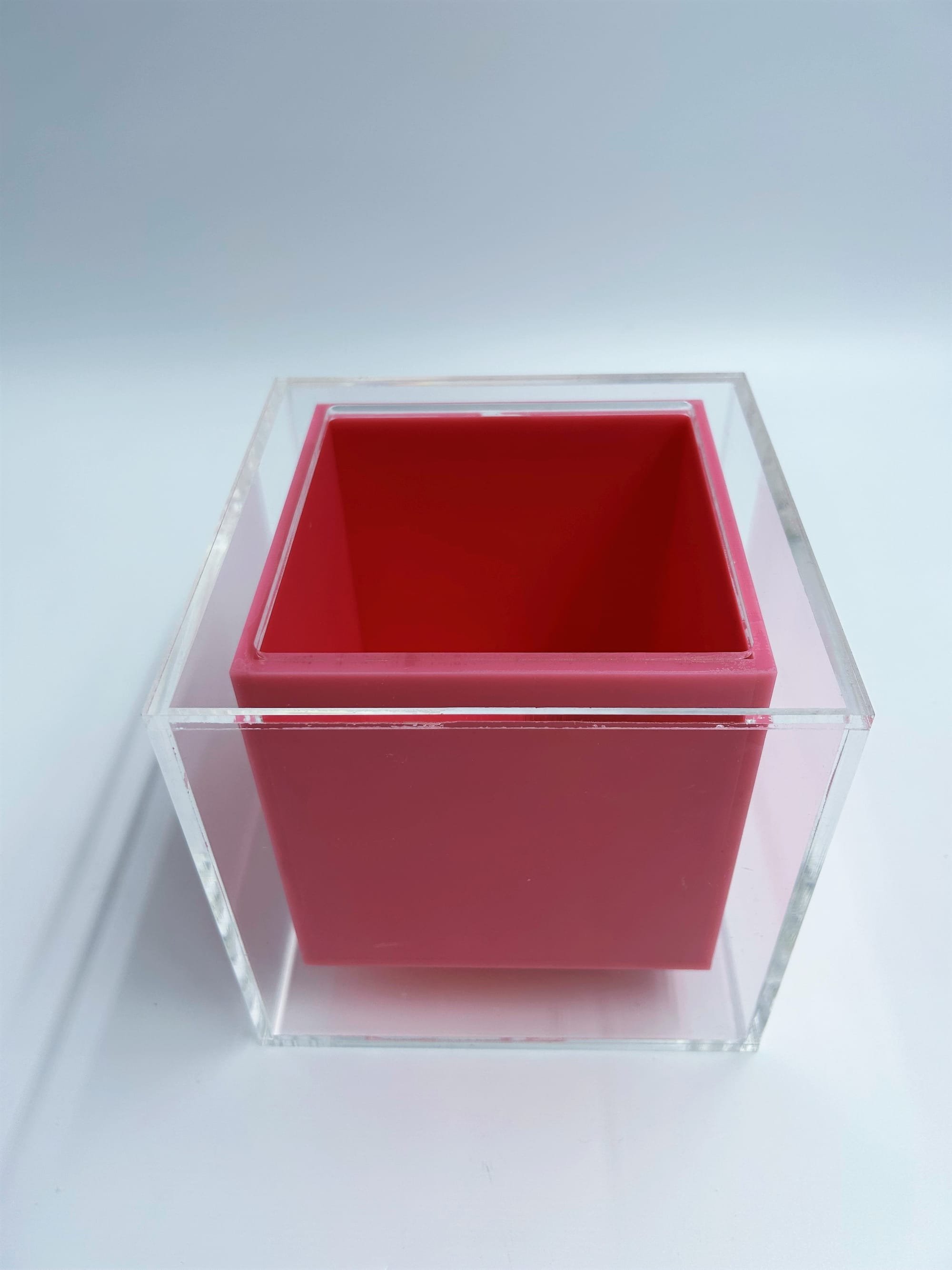 Custom Acrylic Ice Box Made W/ Clear and Opaque Pink Acrylic