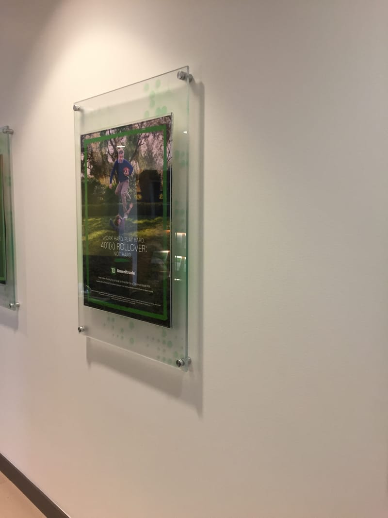 Wall Mounted Plexiglass Frame w/ Steel Wall Plugs and UV Printing