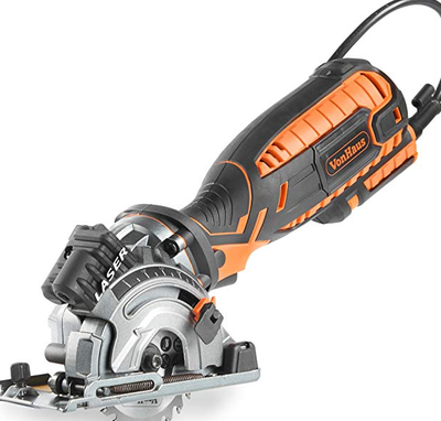 VonHaus Corded Ultra-Compact Circular Saw Kit 5.8 Amp with Laser Indicator, Edge Guide and Plunge Fu image