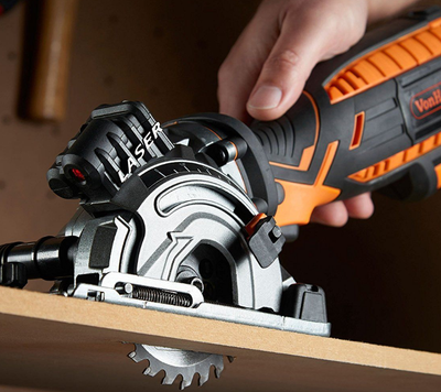 VonHaus Corded Ultra-Compact Circular Saw Kit 5.8 Amp with Laser Indicator, Edge Guide and Plunge Fu image