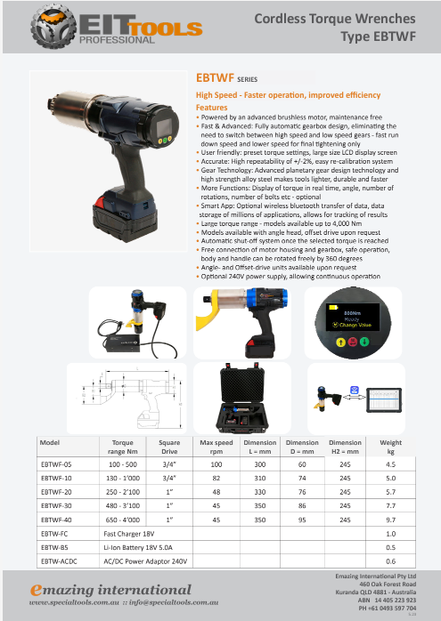 High Speed Cordless Battery Torque Wrenches