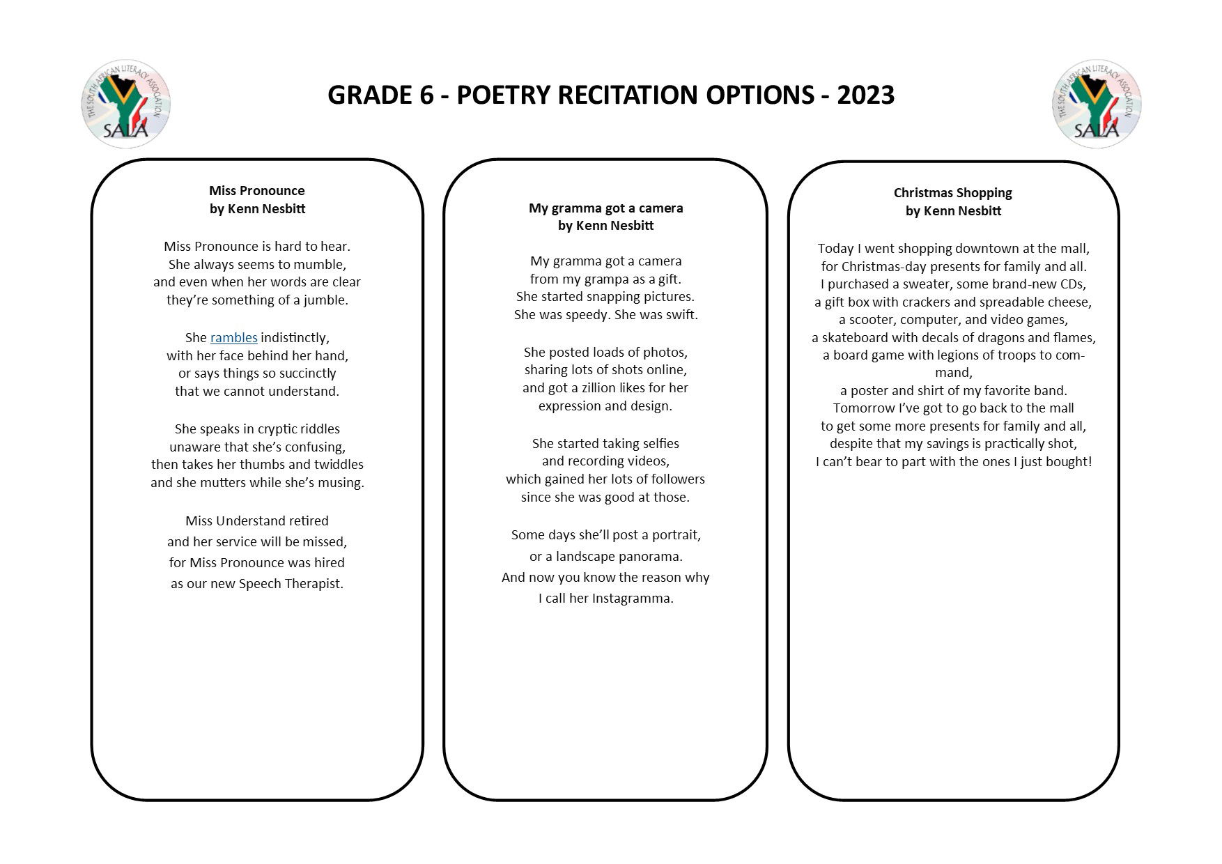 ENGLISH POETRY PRESENTATION TOPICS 2023 - The South African Literacy ...