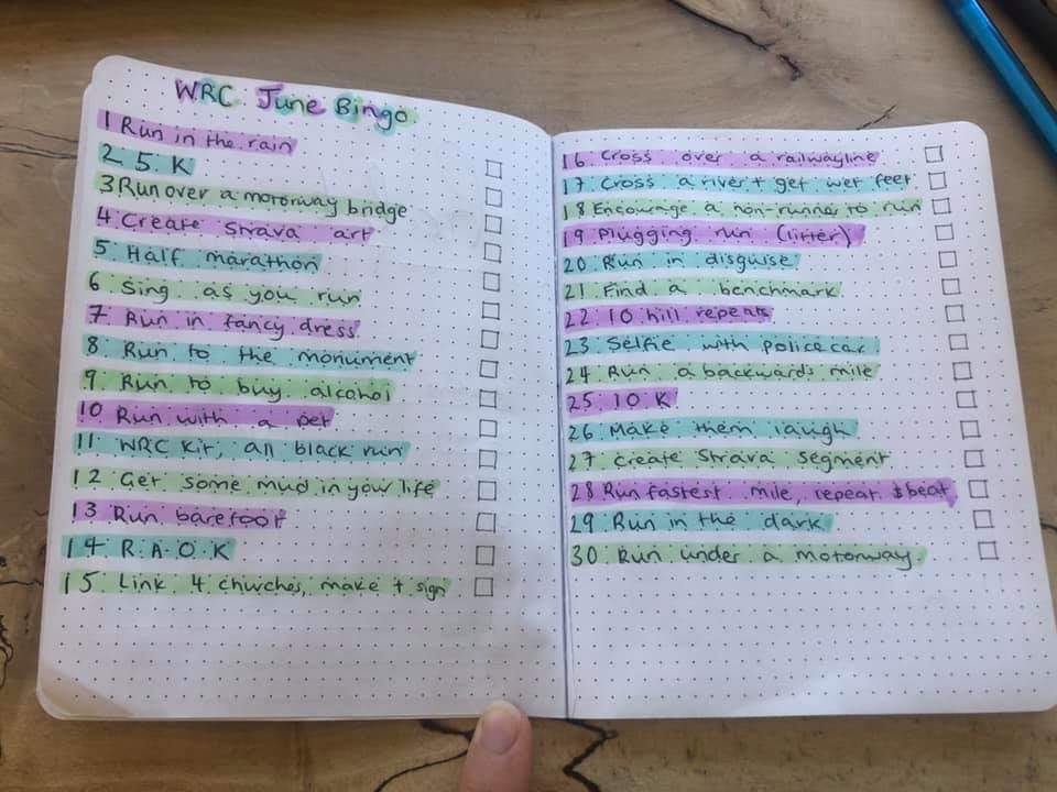 Runners play bingo